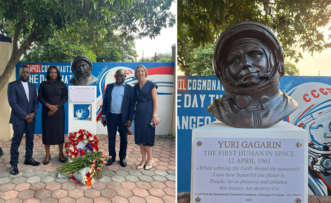 Открытие бронзового бюста Гагарина в Замбии